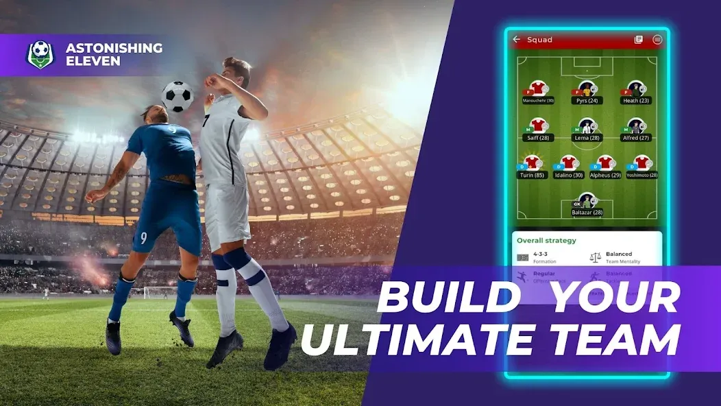 Astonishing Eleven Football [MOD: безлимитные деньги и энергия] Screenshot 2