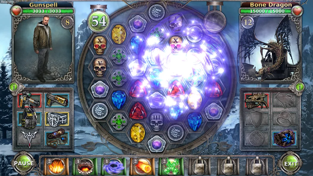 Gunspell - Match 3 Puzzle RPG [MOD: безлимитные ресурсы и усиленная магия] Screenshot 3