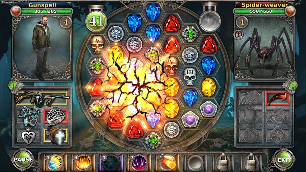 Gunspell - Match 3 Puzzle RPG [MOD: безлимитные ресурсы и усиленная магия] Screenshot 5