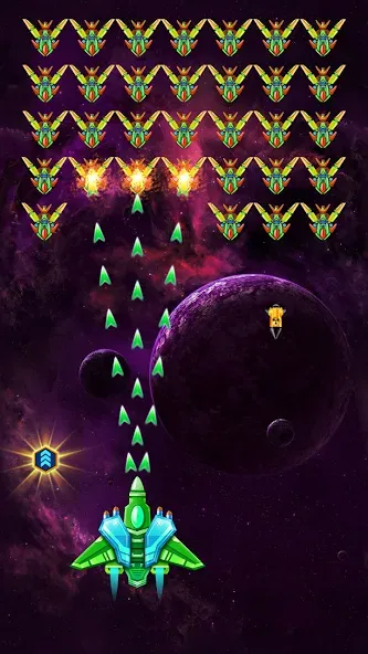 Galaxy Attack: Shooting Game [MOD: безлимитные деньги и улучшенное оружие] Screenshot 1