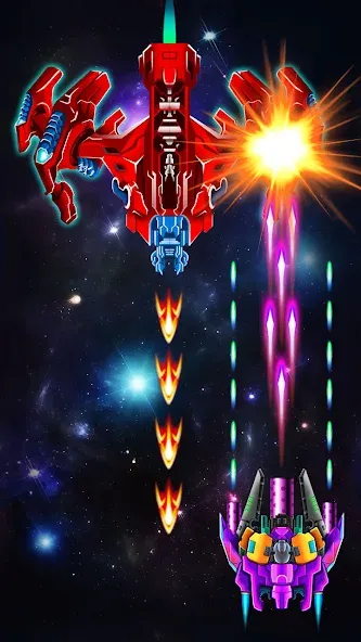Galaxy Attack: Shooting Game [MOD: безлимитные деньги и улучшенное оружие] Screenshot 4