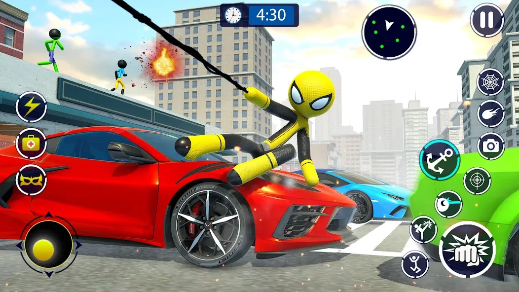 Spider Stickman Rope Hero Game [MOD: безлимитные деньги и суперспособности] Screenshot 1