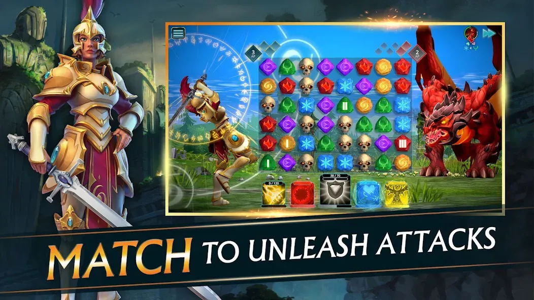 Puzzle Quest 3 - Match 3 RPG [MOD: безлимитные ресурсы и урон] Screenshot 1