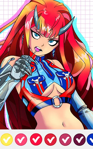 Anime Manga Color by Numbers [MOD: все раскраски и подсказки открыты] Screenshot 1