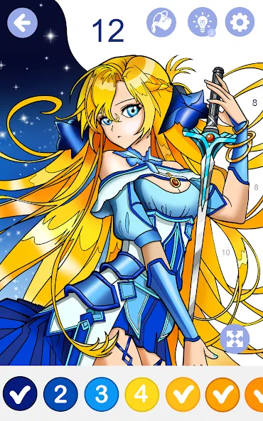 Anime Manga Color by Numbers [MOD: все раскраски и подсказки открыты] Screenshot 2