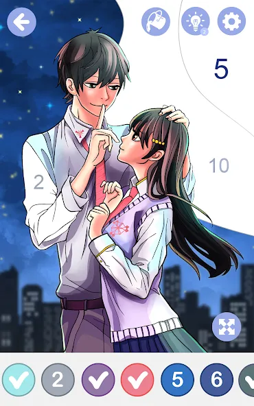 Anime Manga Color by Numbers [MOD: все раскраски и подсказки открыты] Screenshot 5