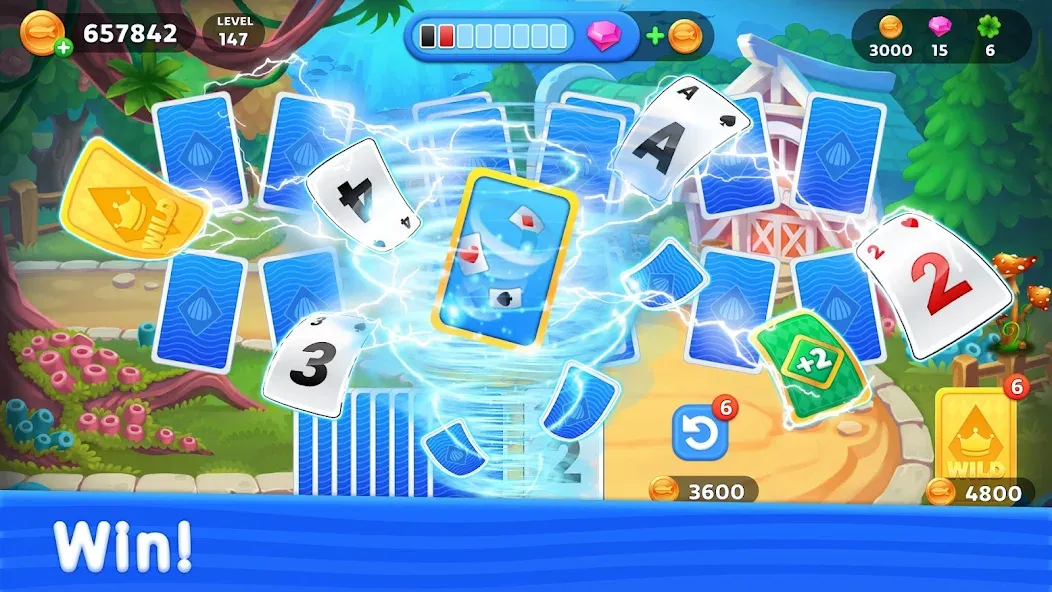 Solitaire TriPeaks: Aquarium [MOD: без рекламы и много денег] Screenshot 5