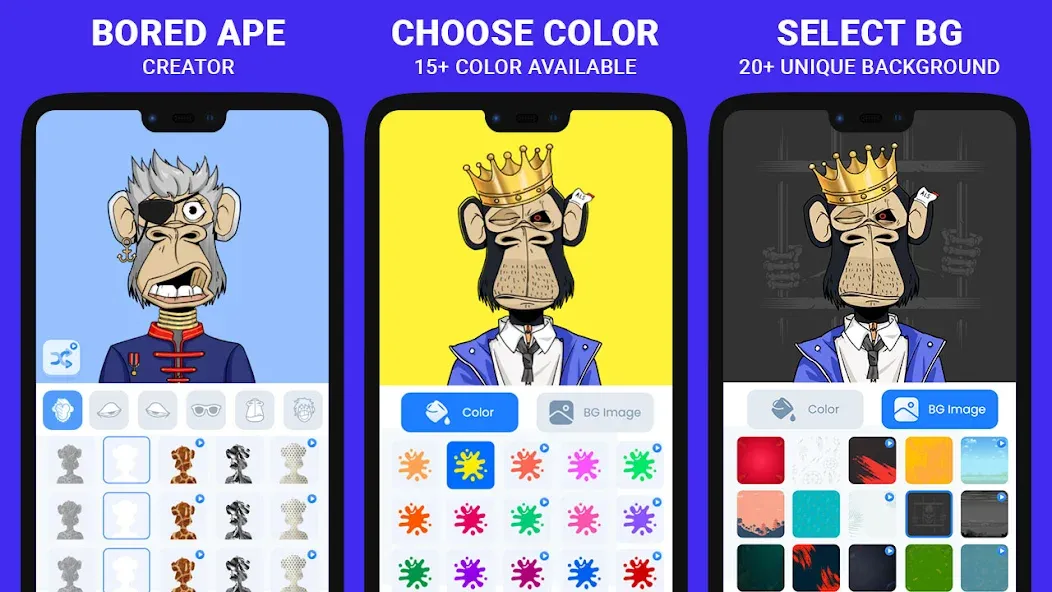 Bored Ape Maker - NFT Art [MOD: открыты все предметы и фоны] Screenshot 2