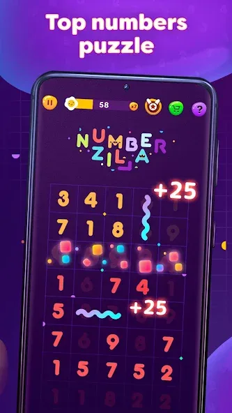 Numberzilla: Number Match Game [MOD: без рекламы и безлимитные подсказки] Screenshot 2
