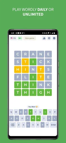 Wordly - Daily Word Game [MOD: безлимитные попытки и подсказки] Screenshot 1