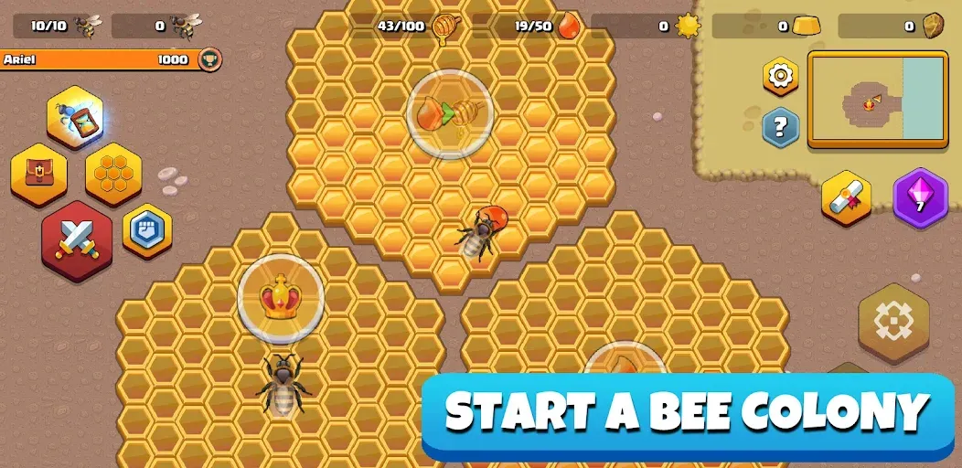 Pocket Bees: Colony Simulator [MOD: безлимитные ресурсы и ускоренное развитие] Screenshot 1