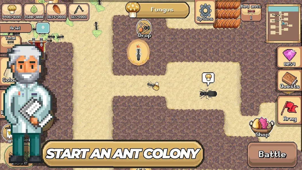 Pocket Ants: Colony Simulator [MOD: безлимитные ресурсы и ускоренное развитие] Screenshot 1