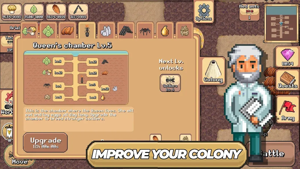 Pocket Ants: Colony Simulator [MOD: безлимитные ресурсы и ускоренное развитие] Screenshot 3