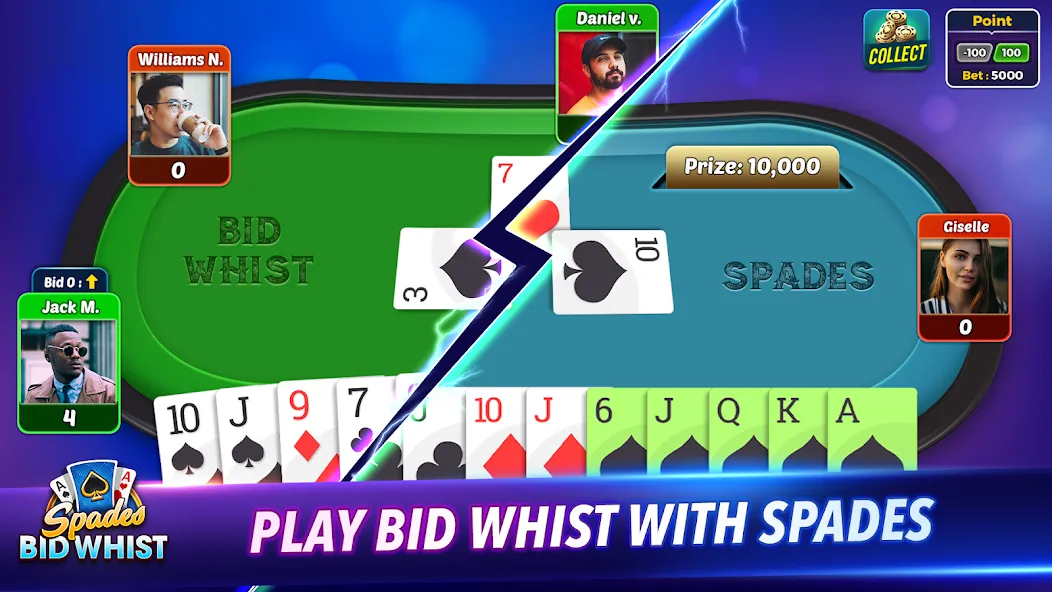 Spades: Bid Whist Classic Game [MOD: без рекламы и все карты открыты] Screenshot 2