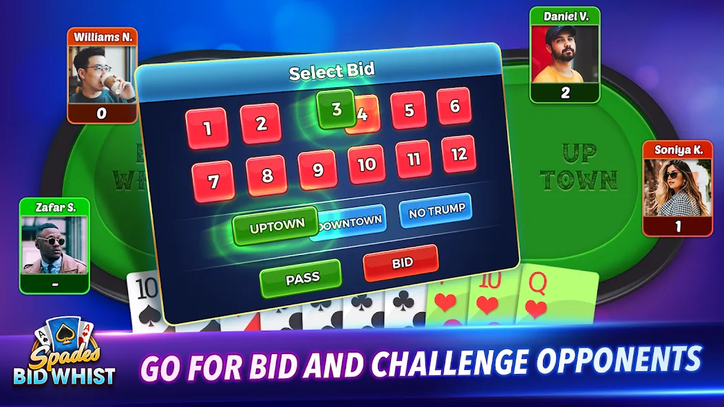 Spades: Bid Whist Classic Game [MOD: без рекламы и все карты открыты] Screenshot 5