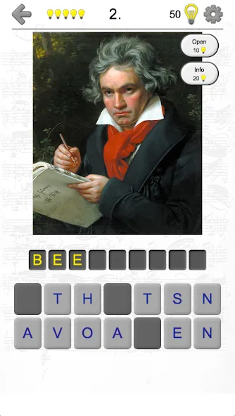 Famous Composers Portrait Quiz [MOD: безлимитные подсказки и попытки] Screenshot 1