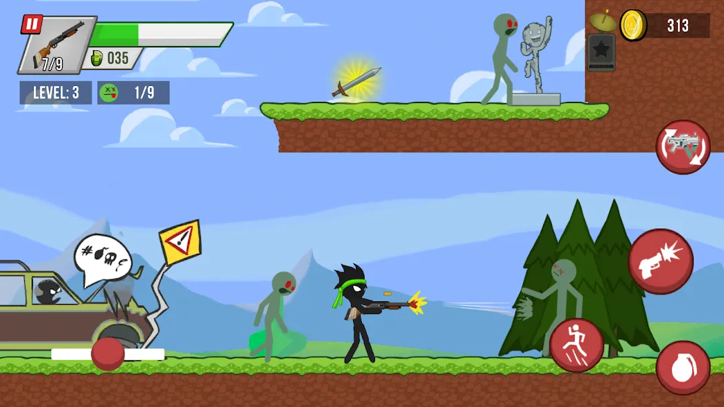 Stick vs Zombies [MOD: безлимитные монеты и оружие] Screenshot 1