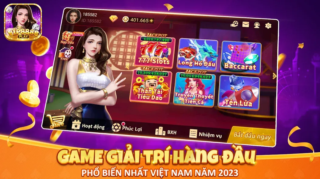 VIP8888 Play - Sòng Bạc ONLINE [MOD: безлимитные монеты и все игры открыты] Screenshot 1