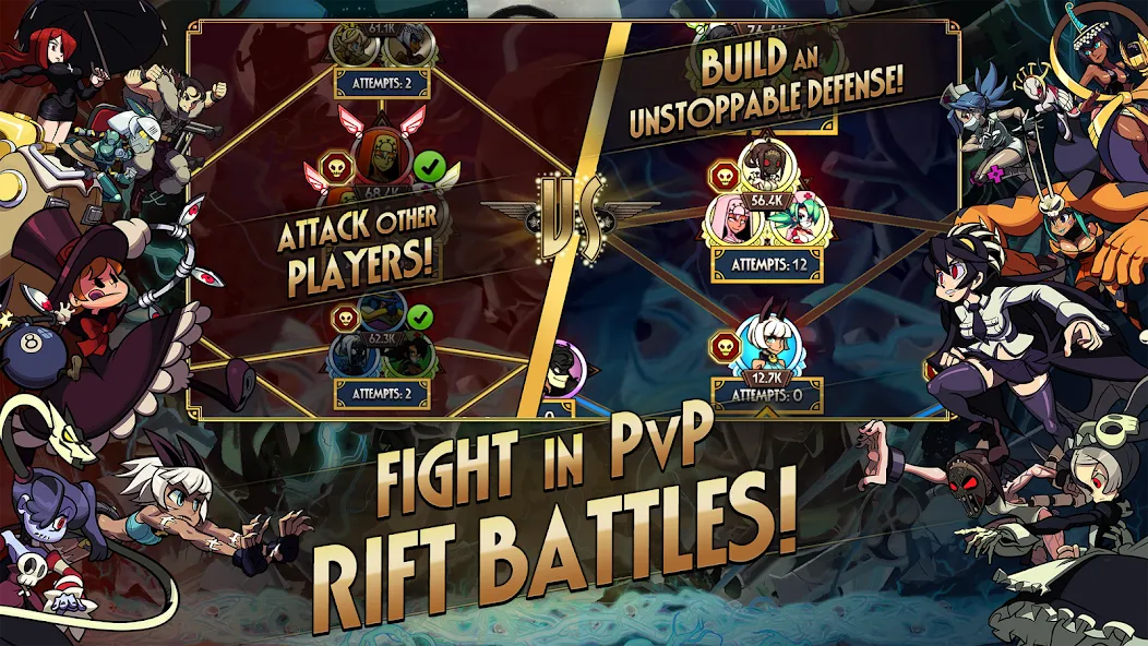 Skullgirls: Fighting RPG [MOD: безлимитные ресурсы и усиленные бойцы] Screenshot 5
