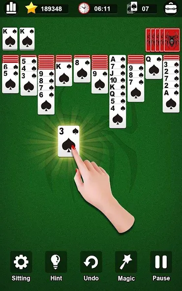 Spider Solitaire [MOD: безлимитные подсказки и отмены ходов] Screenshot 1