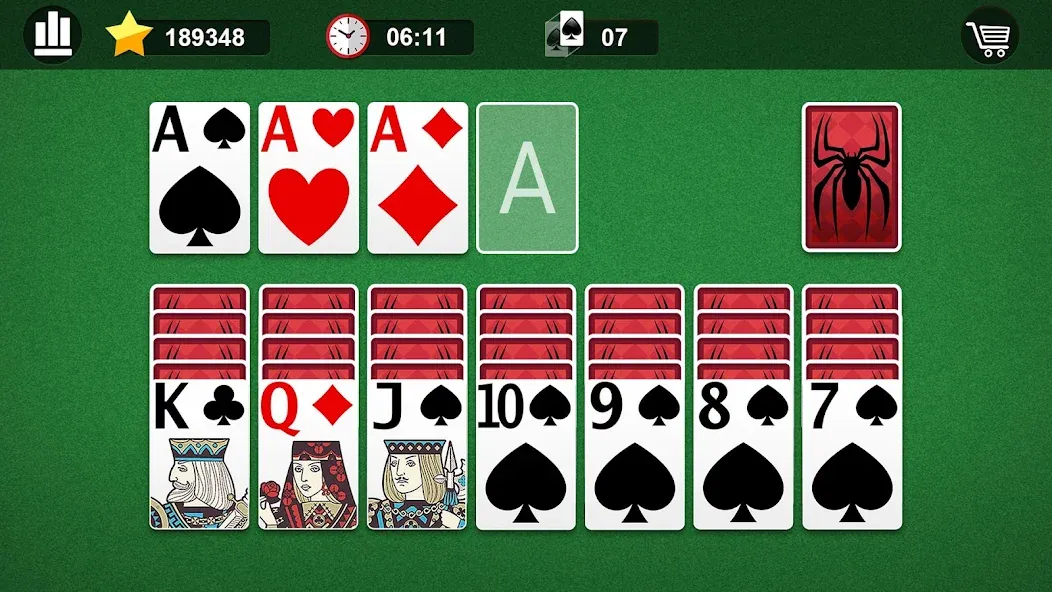 Spider Solitaire [MOD: безлимитные подсказки и отмены ходов] Screenshot 4