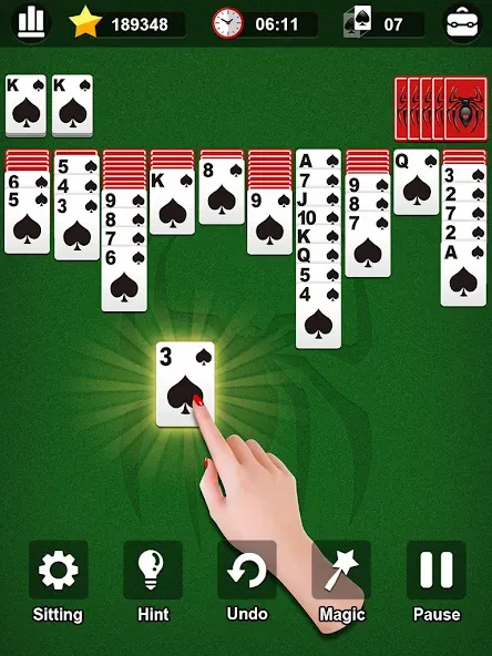Spider Solitaire [MOD: безлимитные подсказки и отмены ходов] Screenshot 5