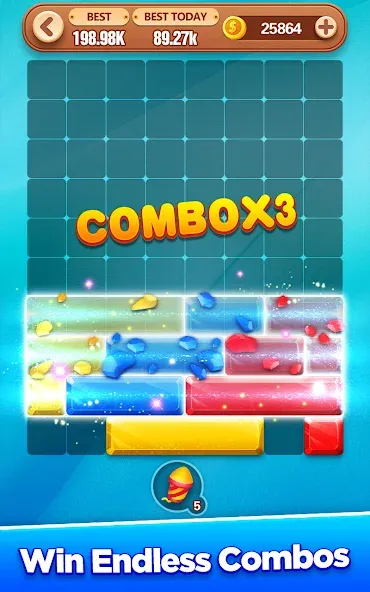 Block Crush - Puzzle Game [MOD: без рекламы и бесконечные подсказки] Screenshot 5