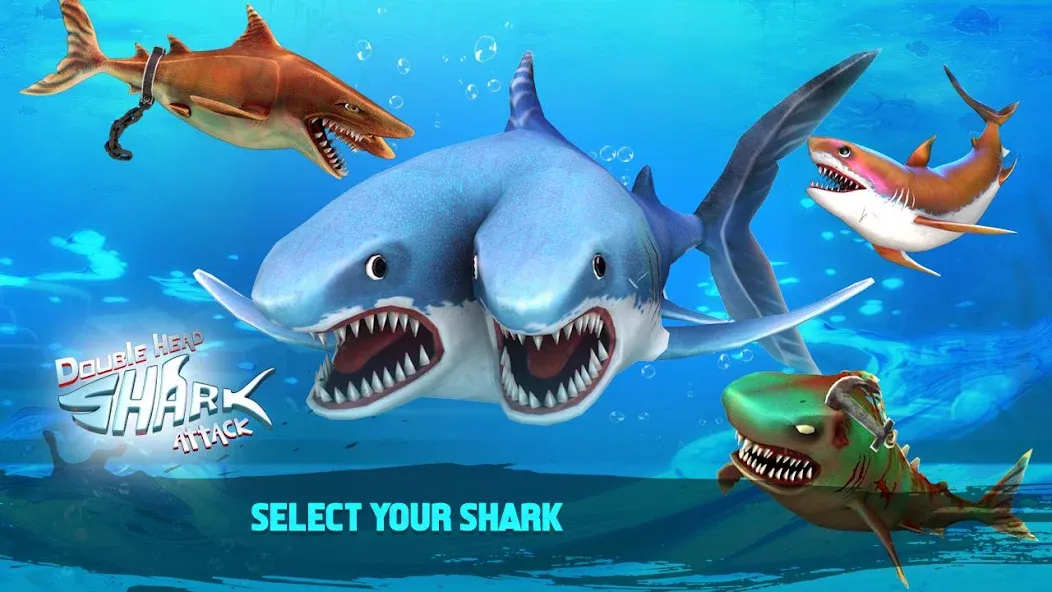 Double Head Shark Attack PVP [MOD: безлимитные деньги и усиленный урон] Screenshot 2