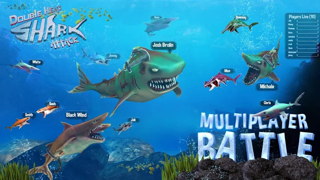 Double Head Shark Attack PVP [MOD: безлимитные деньги и усиленный урон] Screenshot 4