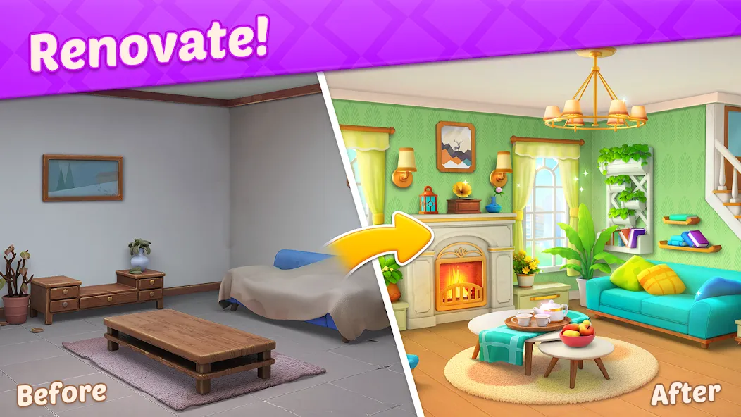 Design Diary - Match 3 &amp; Home [MOD: безлимитные монеты и открыты все уровни] Screenshot 1