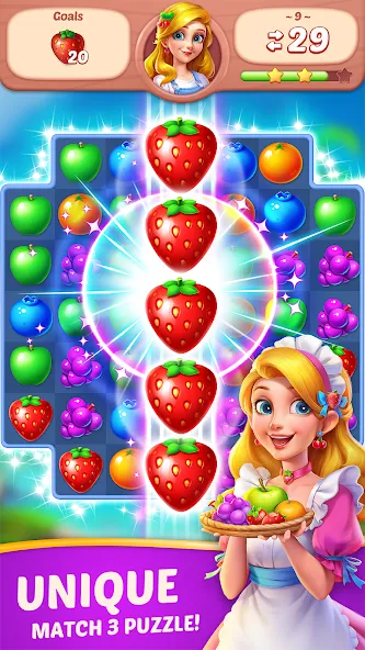 Fruit Diary - Match 3 Games [MOD: безлимитные монеты и жизни] Screenshot 1