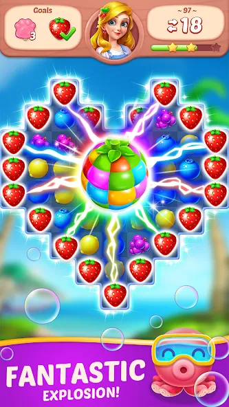 Fruit Diary - Match 3 Games [MOD: безлимитные монеты и жизни] Screenshot 2