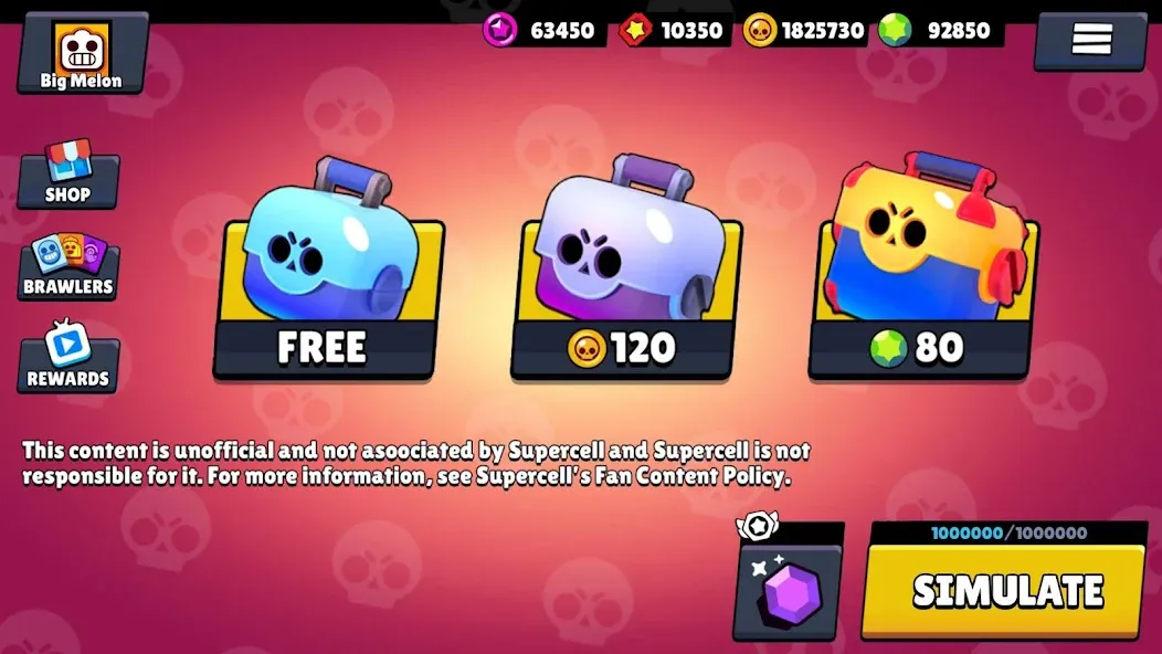 Box Simulator for Brawl Stars [MOD: безлимитные монеты и все скины] Screenshot 1