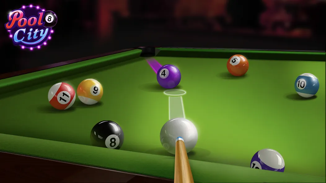 Pooking - Billiards City [MOD: безлимитные монеты и все уровни открыты] Screenshot 1