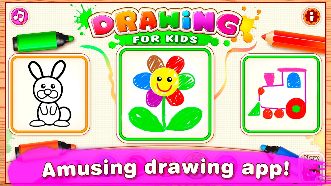 Bini Drawing for Kids Games [MOD: все инструменты рисования разблокированы] Screenshot 1