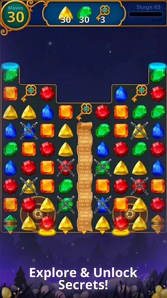 Jewels Magic: Mystery Match3 [MOD: безлимитные монеты и жизни] Screenshot 3