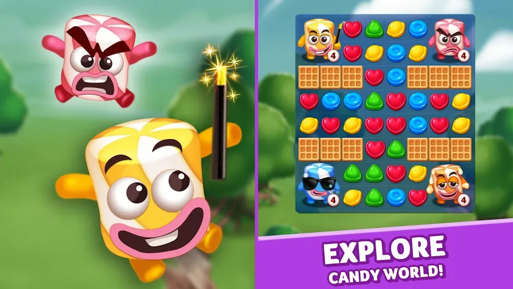 Lollipop &amp; Marshmallow Match3 [MOD: безлимитные ходы и жизни] Screenshot 1