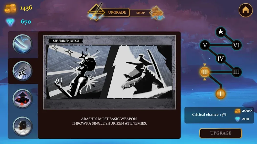 Ninja Arashi [MOD: безлимитные монеты и открыты все уровни] Screenshot 5