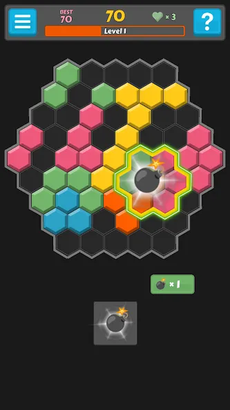 Block Buster - Hex and Square [MOD: безлимитные монеты и подсказки] Screenshot 4