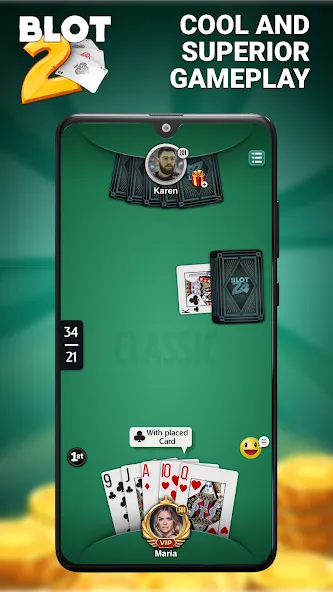 Blot 2 - Classic Belote [MOD: безлимитные монеты и премиум разблокирован] Screenshot 3