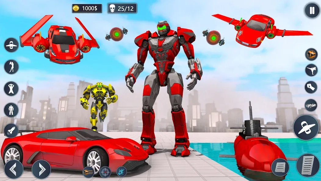 Flying Car Robot Game Car Game [MOD: безлимитные деньги и все машины открыты] Screenshot 4