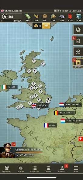 Call of War: Frontlines [MOD: безлимитные ресурсы и мощное оружие] Screenshot 1
