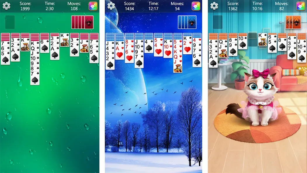 Spider Solitaire Fun [MOD: без рекламы и подсказки доступны] Screenshot 1