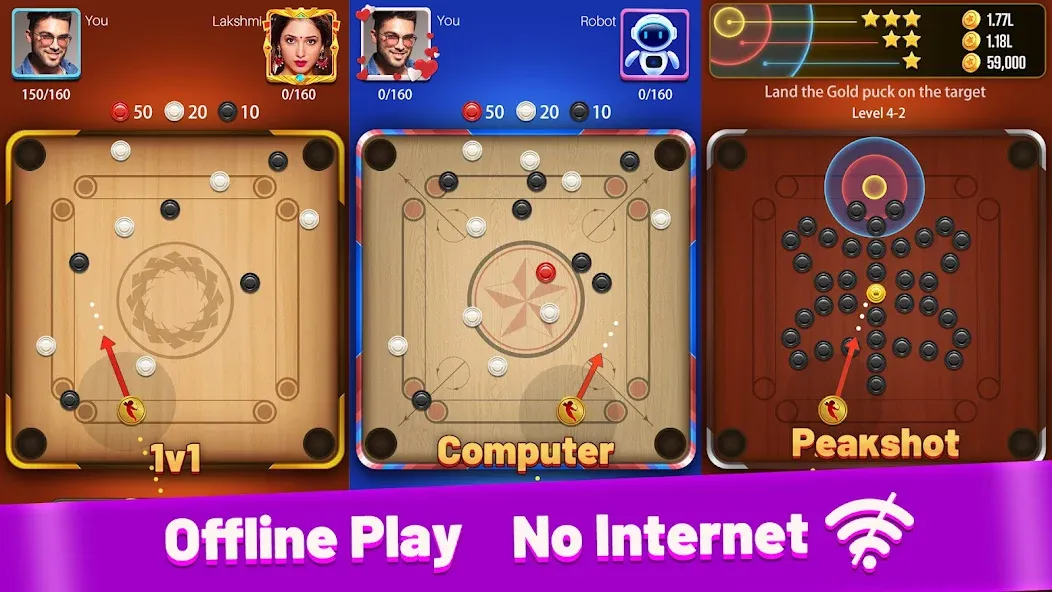 Carrom Meta-Board Disc Game [MOD: безлимитные монеты и все столы] Screenshot 2