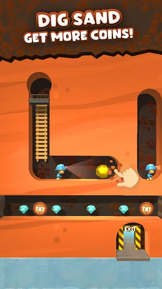 Mine Rescue: Gold Mining Games [MOD: безлимитные деньги и алмазы] Screenshot 5
