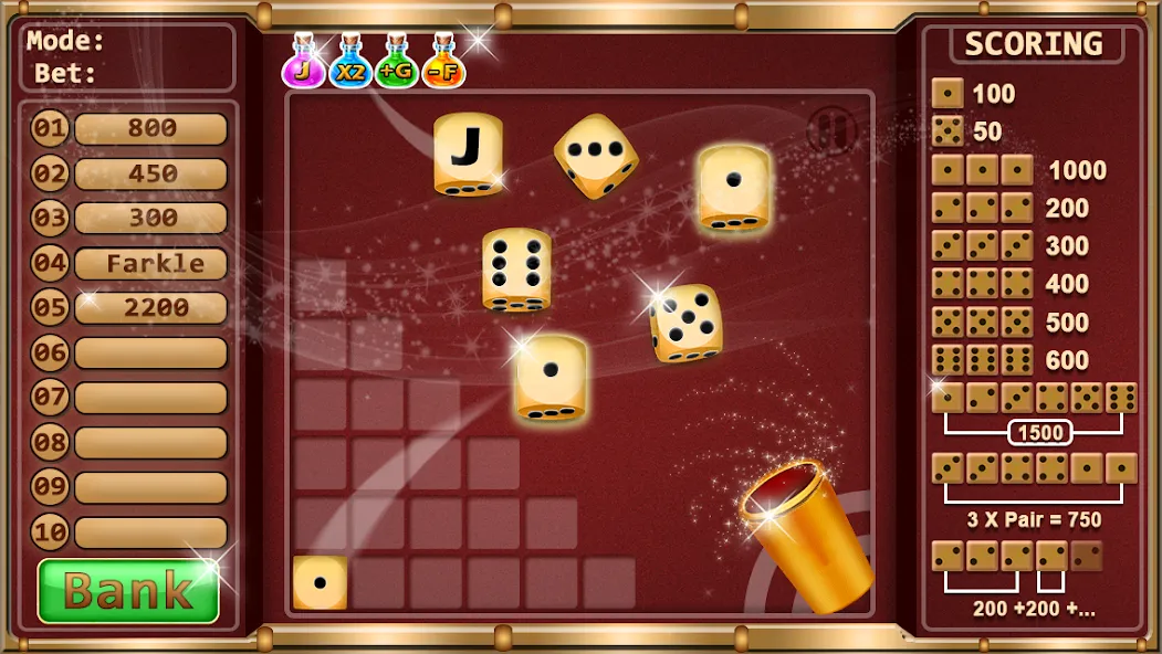 Farkle - Dice Game [MOD: безлимитные броски и высокие очки] Screenshot 2