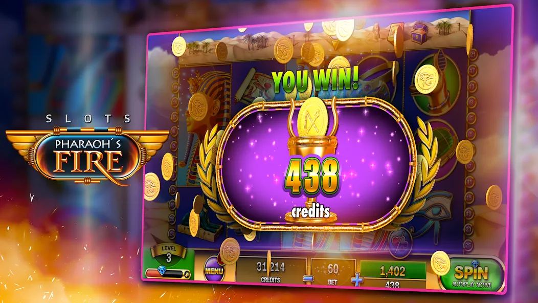 Slots - Pharaoh's Fire [MOD: безлимитные монеты и бесплатные вращения] Screenshot 3