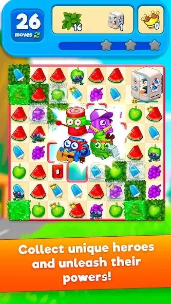 Sugar Heroes - match 3 game [MOD: безлимитные жизни и подсказки] Screenshot 2