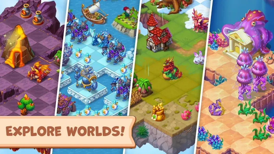 Mergest Kingdom: Merge game [MOD: безлимитные ресурсы и ускоренное строительство] Screenshot 2