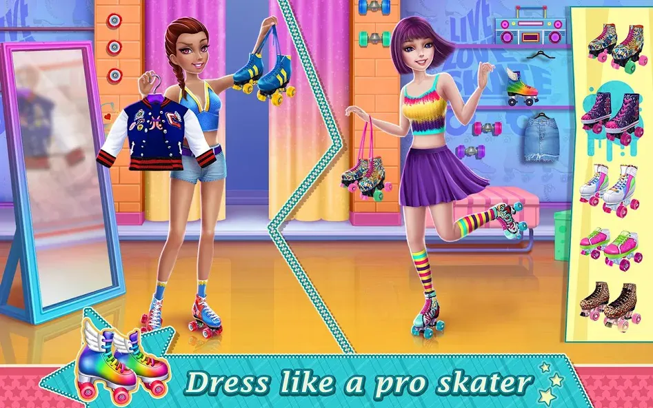 Roller Skating Girls [MOD: безлимитные монеты и все уровни открыты] Screenshot 1